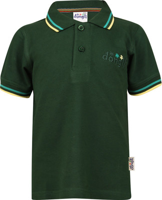 FabTag - Dongli Boys Embroidered Cotton T Shirt(Dark Green, Pack of 1) Flipkart