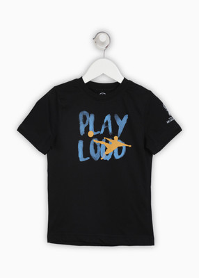 FIFA Boys Printed Cotton T Shirt(Black, Pack of 1) Flipkart