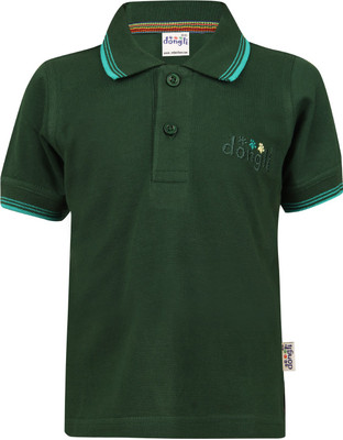 FabTag - Dongli Boys Embroidered Cotton T Shirt(Dark Green, Pack of 1) Flipkart