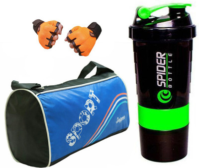 

Snipper Combo of Sport Blue Bag , Orange Gloves and Green Spider Shaker Gym & Fitness Kit
