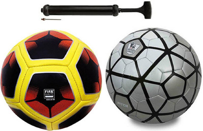 

ALEN MK Match Football+Silver Black Football With Pump Combo Kit Football Kit