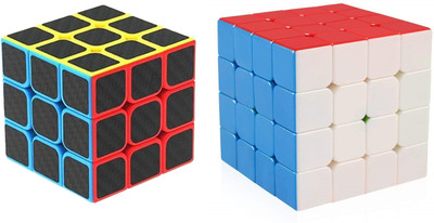 

Emob High Speed Smooth Carbon Fiber 3x3 & stickerless 4x4 Magic Rubik Cube With Adjustable Speed(2 Pieces)