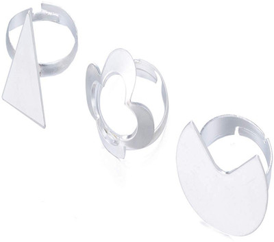 

saphira Saphira  Fashion Origami Elegant Intricate Geo Matt Ring Set Pack of 3 for Boys and Men Copper Ring Set, White