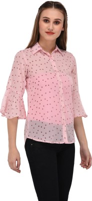 PURYS Women Floral Print Casual Pink Shirt