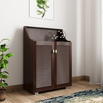 54% OFF on Hometown Engineered Wood Shoe Rack(Brown, Shelves