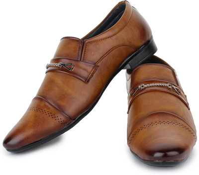 

D-SNEAKERZ Synthetic Leather Casual Wedding Partywear Formal Shoes For Mens And Boys Slip On For Men(Tan