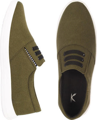 

Kzaara Slip On Sneakers For Men(Olive, Mehandi