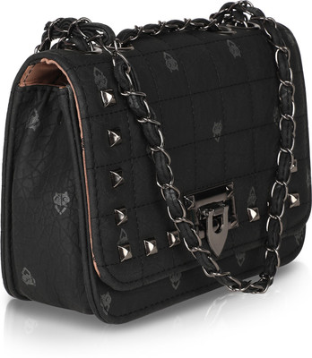 

Fiona Trends Women Casual, Evening/Party Black PU Sling Bag