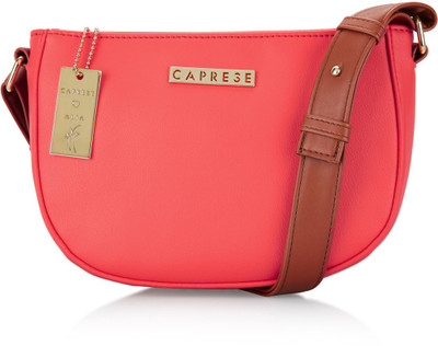 

Caprese Women Casual Pink, Brown PU Sling Bag, Brown;pink