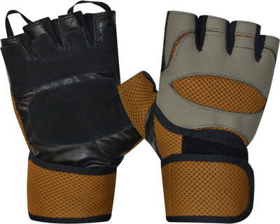 

KRX AMAZE With Wrist Support Gym & Fitness Gloves (L, Multicolor), Brown