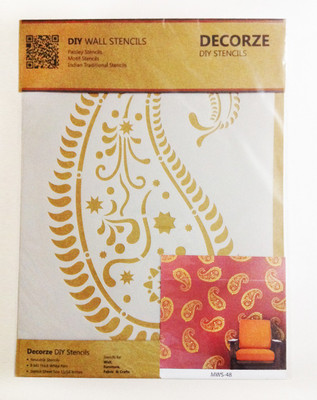 Decorze MWS-48 Paisley Stencil Stencil(Pack of 1, Motif, mango motif, Traditional)