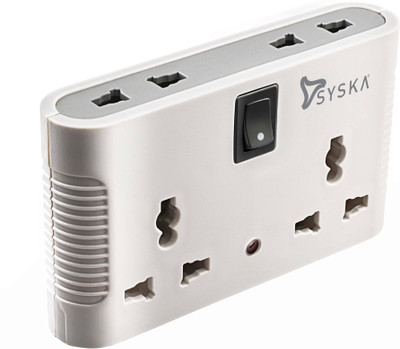 Syska 4 Way Power Plug - 0401 4 Socket Extension Boards(White)