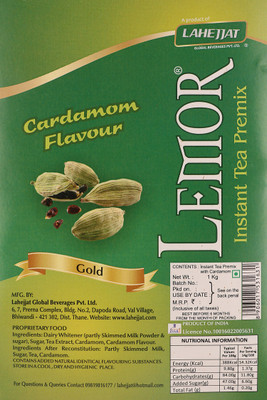 

Lemor Gold Cardamom Flavour Premix- Pack of 2 Cardamom Instant Tea Pouch(1000 g)