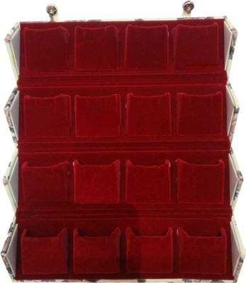 

Addyz High Quality Rose Printed Cream Big Earring Studs Tops Folder 16 Pairs Jewellery Vanity Box(Cream)