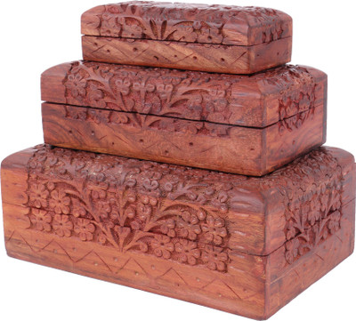 

Crafts haveli Handcrafted full carving Wooden Jewelry Box Jewelry Storage Organizer/Handcrafted full carving Wooden Jewelry Box Vanity Box(Brown)