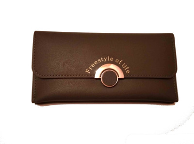 

Amitgroup Women Casual Brown Artificial Leather Wallet(6 Card Slots), Gray