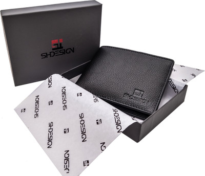 

SHDESIGNS Men Black Genuine Leather Wallet(5 Card Slots)