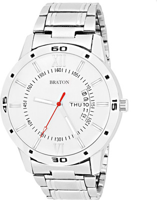 

Braton BT1908SM02 Master piece white dial stainless steel strap day & date working wrist Watch - For Men