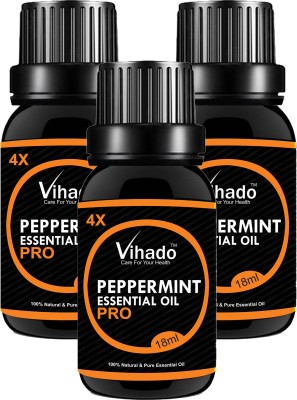 

VIHADO 4x PRO Pure Premium Quality PepperMint Essential Oil (18 gm) (Pack of 3)(18 ml)