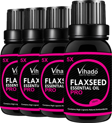 VIHADO 5x PRO 100% Pure Flax Seed Oil (18 ml) (Pack of 4)(18 ml)
