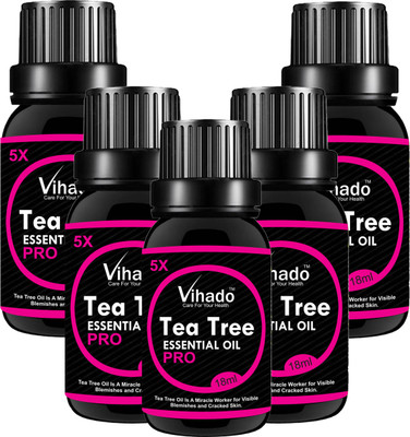 

VIHADO 5x PRO Tea Tree Essential Oil for Skin, Hair and Acne care (18 ml) (Pack of 5)(18 ml)