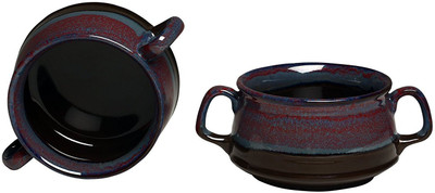 

caffeine Katori Soup Bowl With Two Spoon Free Ceramic/Stoneware in Multicolor and Magenta Double Handled (Set of 2) Handmade By Caffeine Ceramic Bowl Set(Multicolor, Pack of 2)