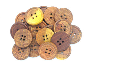 Nimida Wooden Button Coffee Brown Colour Dia 25 mm , 4 Holed for Sewing and art and craft Pack of 40 Wood Buttons(Pack of 40)