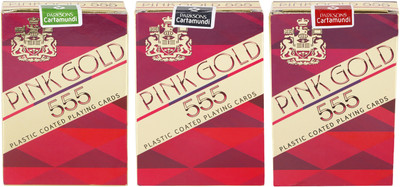 

Parksons Plastic Coated Paper Playing card Pink Gold 555 for fun / game / party - Pack of 3(Multicolor)