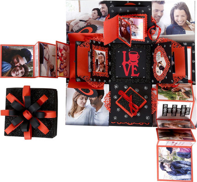 

Craft My Emotions Red Romantic 3 Layered Explosion Box For Anniversary Birthday Gift For Girlfriend Boyfriend (Without Pics) Greeting Card(Red, Black, Pack of 1)