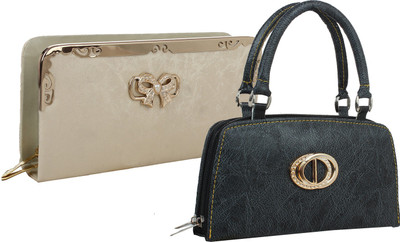 

Element Cart Casual, Formal, Party Gold, Black Clutch, Black;gold