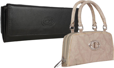 Element Cart Casual, Formal, Party Black, Beige Clutch, Beige;black