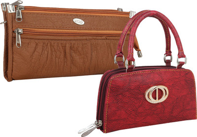 

Element Cart Casual, Formal, Party Brown, Red Clutch