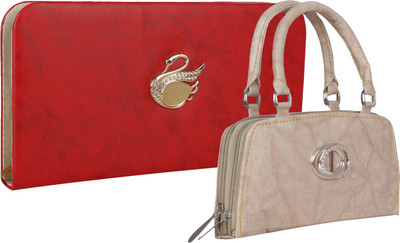 

Element Cart Casual, Formal, Party Red, Beige Clutch, Beige;red