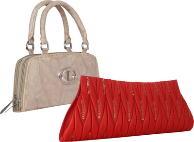 

Element Cart Casual, Formal, Party Red, Beige Clutch, Beige;red