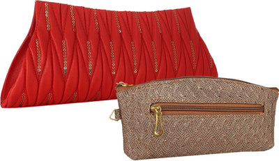 

Element Cart Casual, Formal, Party Brown, Red Clutch