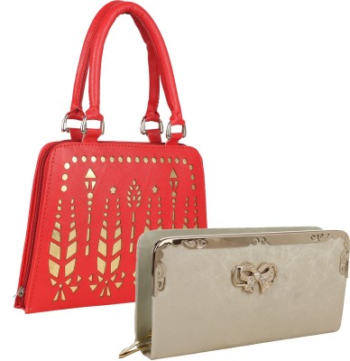 

Element Cart Casual, Formal, Party Red, Gold Clutch, Gold;red