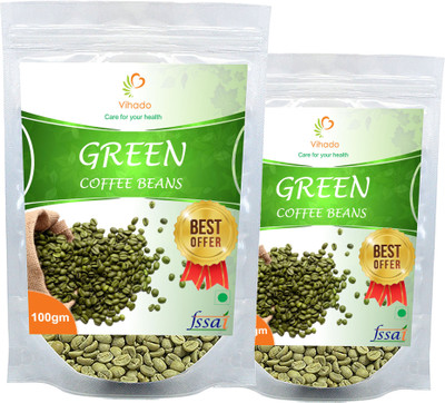 

Vihado Two Pack of 100 Grams Organic Pure Premium Green Coffee Beans/ 100% Pure & Natural / 2 Pack of 100g Instant Coffee 200 g(Pack of 2, Green Coffee Flavoured)