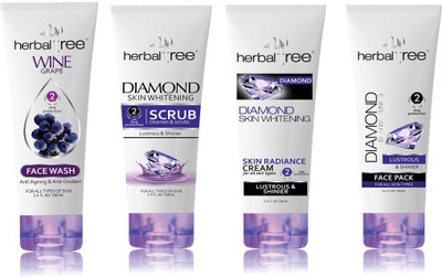 

HERBAL TREE WINE FACE WASH - DIAMOND SCRUB, CREAM, FACE PACK(Set of 4)