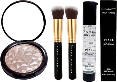 

divas beauty Makeup Brush 2 With Illuminator Compact & Prep+Prime Pearl Gel Primer(Set of 4)