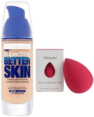 

Ultimate Sponge Puff, Super Stay Better Skin SPF 30 Foundation(Set of 2)