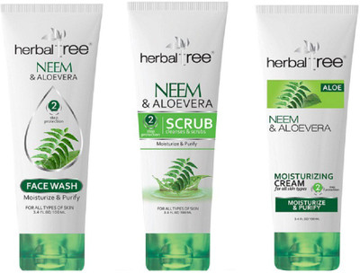 

HERBAL TREE NEEM ALOVEERA ANTI BACTERAIL FACE WASH, CREAM, SCRUB(Set of 3)