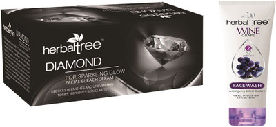 

HERBAL TREE WINE GRAPE ANTI AGEING & ANTI OXIDANT FACE WASH DIAMOND SPARKLING GLOW FACIAL BLEACH CREAM(Set of 2)