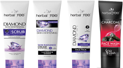 

HERBAL TREE CHARCOAL FACE WASH - DIAMOND SKIN WHITENING SCRUB, CREAM, FACE PACK(Set of 4)