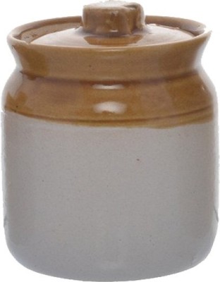 caffeine Ceramic Pickle Jar  - 1450 ml(White, Brown)