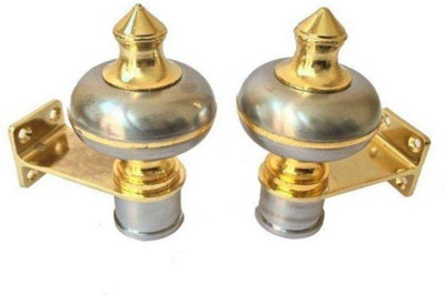 GROWNIX Silver, Gold Curtain Knobs, Rod Rail Bracket, Curtain Hooks Metal(Pack of 1)