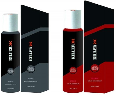 KILLER Wave And Storm Liquid Deodorant 150ML Each (Pack of 2) Deodorant Spray  -  For Men & Women(150 ml, Pack of 2)