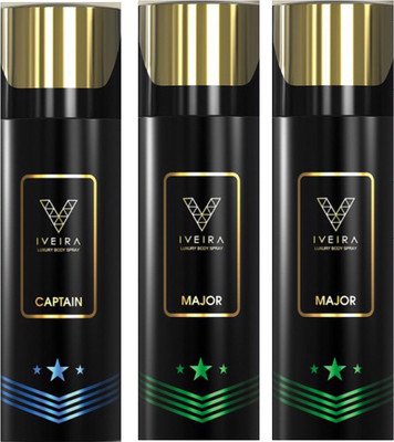 

IVEIRA 1 Captain & 2 Major Body Spray - For Men(495 ml, Pack of 3)