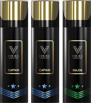 

IVEIRA 2 Captain & 1 Major Body Spray - For Men(495 ml, Pack of 3)