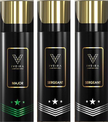 

IVEIRA 1 Major & 2 Sergeant Body Spray - For Men(495 ml, Pack of 3)