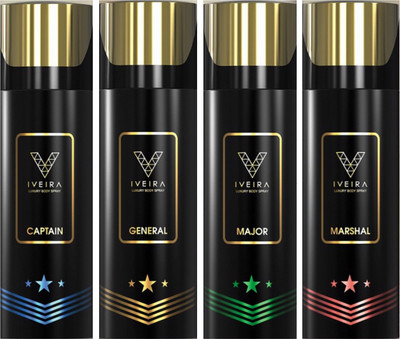 

IVEIRA Captain & General & Major & Marshal Body Spray - For Men(660 ml, Pack of 4)